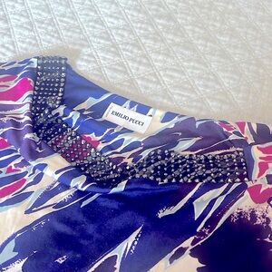 Emilio Pucci  dress. With ribbon rhinestone on the collar. Excellent condition.